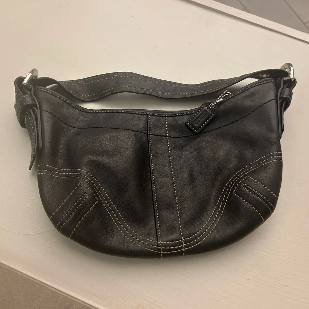 COACH Vintage Mini SoHo Hobo Black Leather Hobo Bag from the early 2000’s